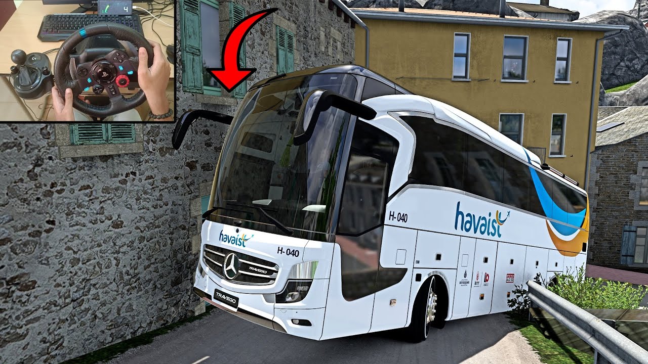Realistic Bus driving through Uphill Roads in Briançon (France) - Bus Simulator | Logitech G29 Setup