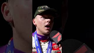 Cannon McIntosh reacts after USAC National Midget Series win Friday at Merced