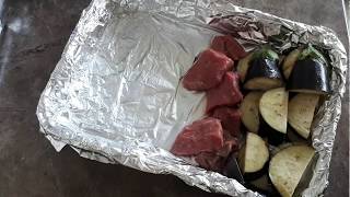 Ленивый УЖИН , мясо с овощами в духовке