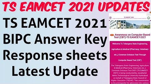 TS EAMCET 2021 BIPC Answer key & Response sheets Latest Update