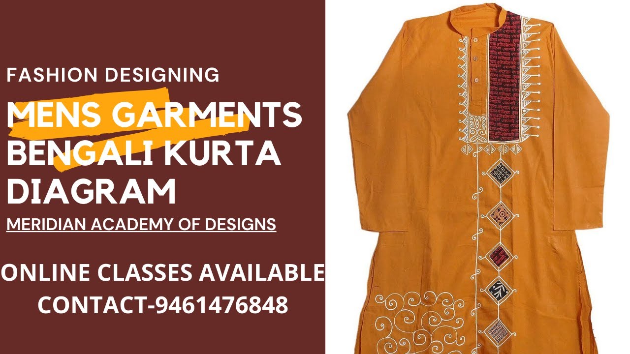 MENS GARMENTS BENGALI KURTA DIAGRAM MAKING FASHION DESIGNING