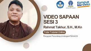 Video Sapaan Sesi 3 Tutor Tutorial Online Universitas Terbuka 