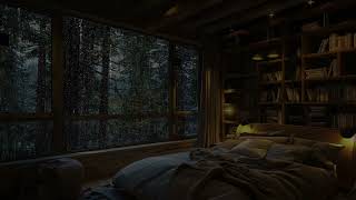 Gentle Rainfall Outside the Window  Forest Night Ambience  Soothing Music  Relaxing Music
