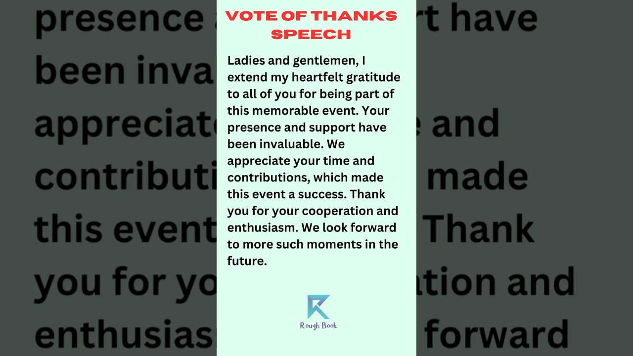 Best VOTE OF THANKS SPEECH | How to give Vote of thanks #voteofthanks