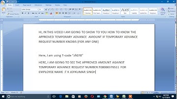 HOW TO KNOW THE APPROVED TEMPORARY ADVANCE ,IF REQUEST NO. AND EMPLOYEE ID KNOWS
