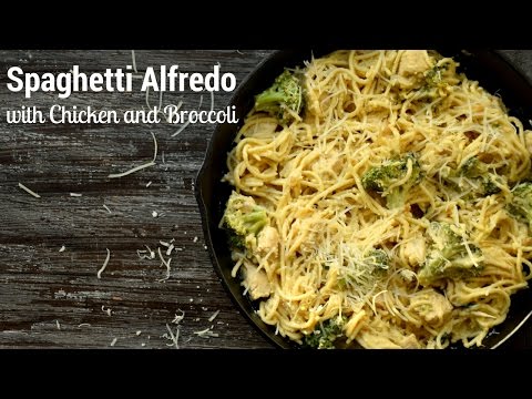 Spaghetti Alfredo with Chicken and Broccoli