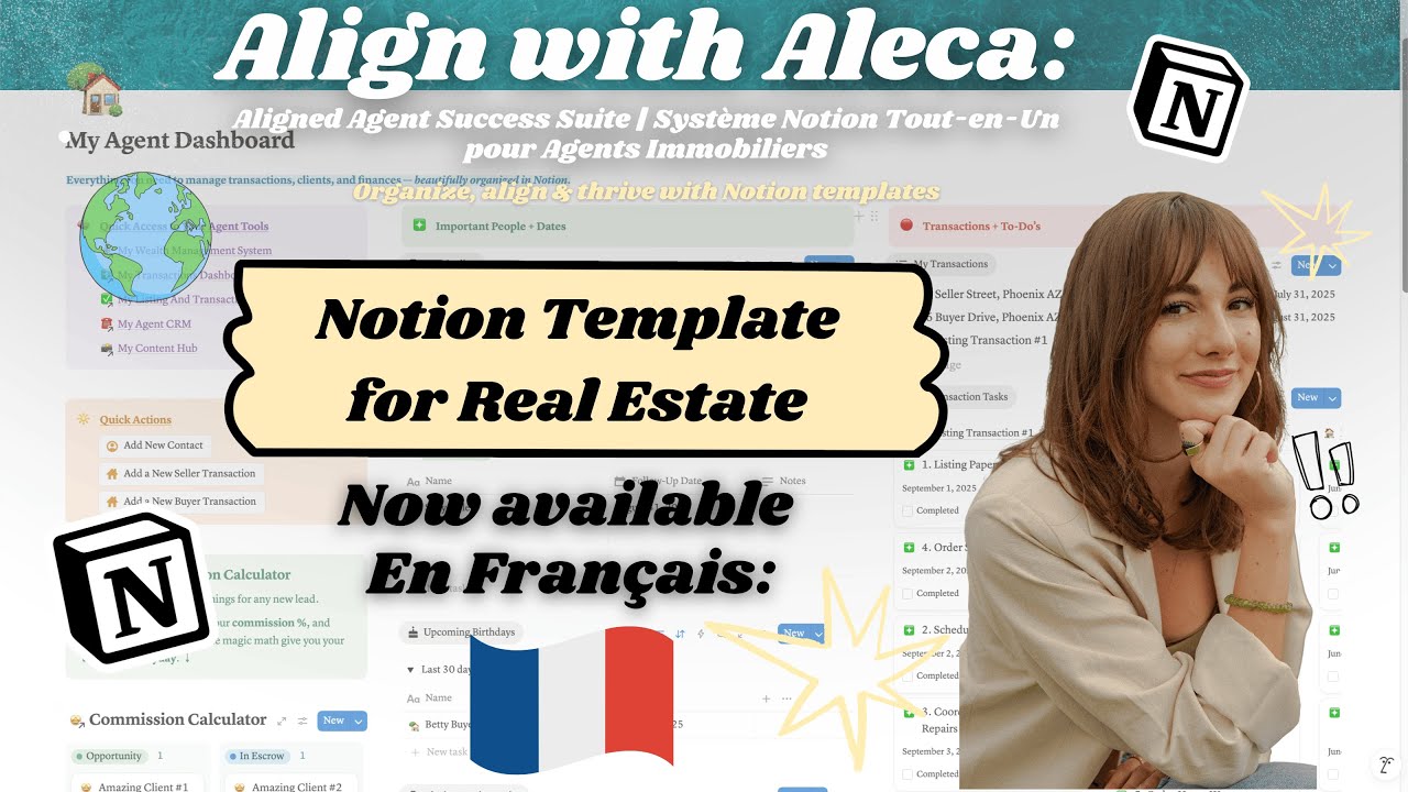 Aligned Agent Success Suite (En Français:) | Système Notion Tout-en-Un pour Agents Immobiliers