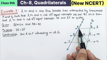 Class 9th Chapter 8 Quadrilaterals example 7 New NCERT Maths CBSE | l, m and n are three parallel
