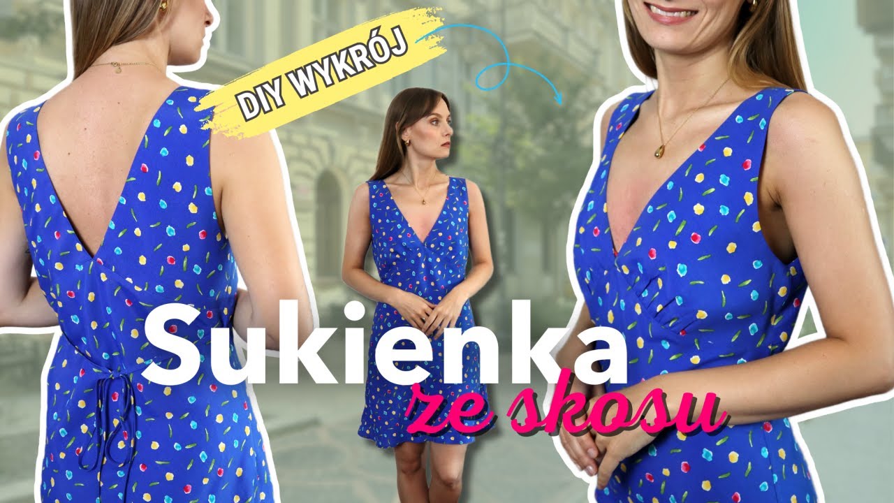 Sukienka ze skosu – szycie krok po kroku + tworzenie własnego wykroju | DIY bias cut slip dress