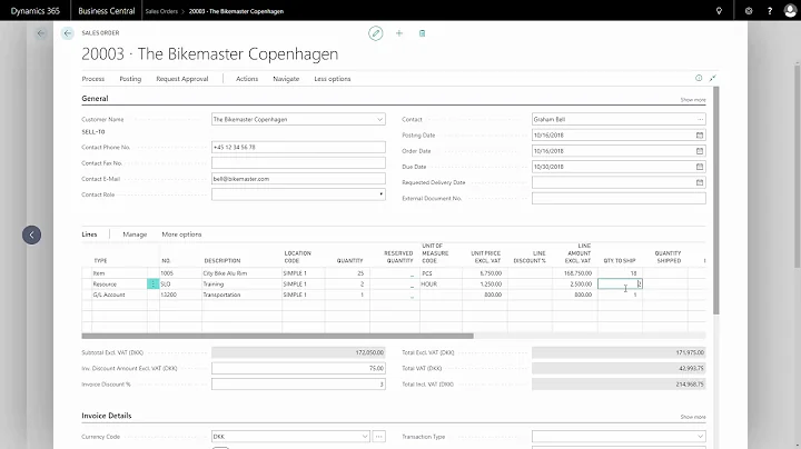 Registering Shipping on Sales Orders - Getting started with Microsoft Dynamics 365 Business Central
