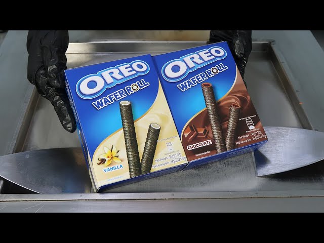 ASMR - OREO WAFER ROLL Ice Cream Rolls ASMR | How To Make Oddly Satisfying Ice Cream | I Love Foods