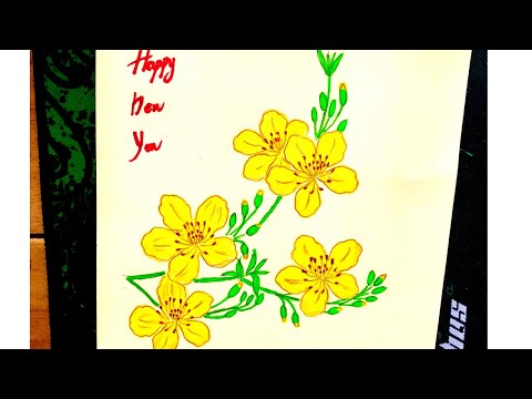 Video Vẽ cành hoa mai | cách vẽ hoa mai | vẽ thiệp chúc mừng... - youtube