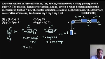 A system consists of three masses m1 , m2 and m3 connected by a string passing over a pulley P