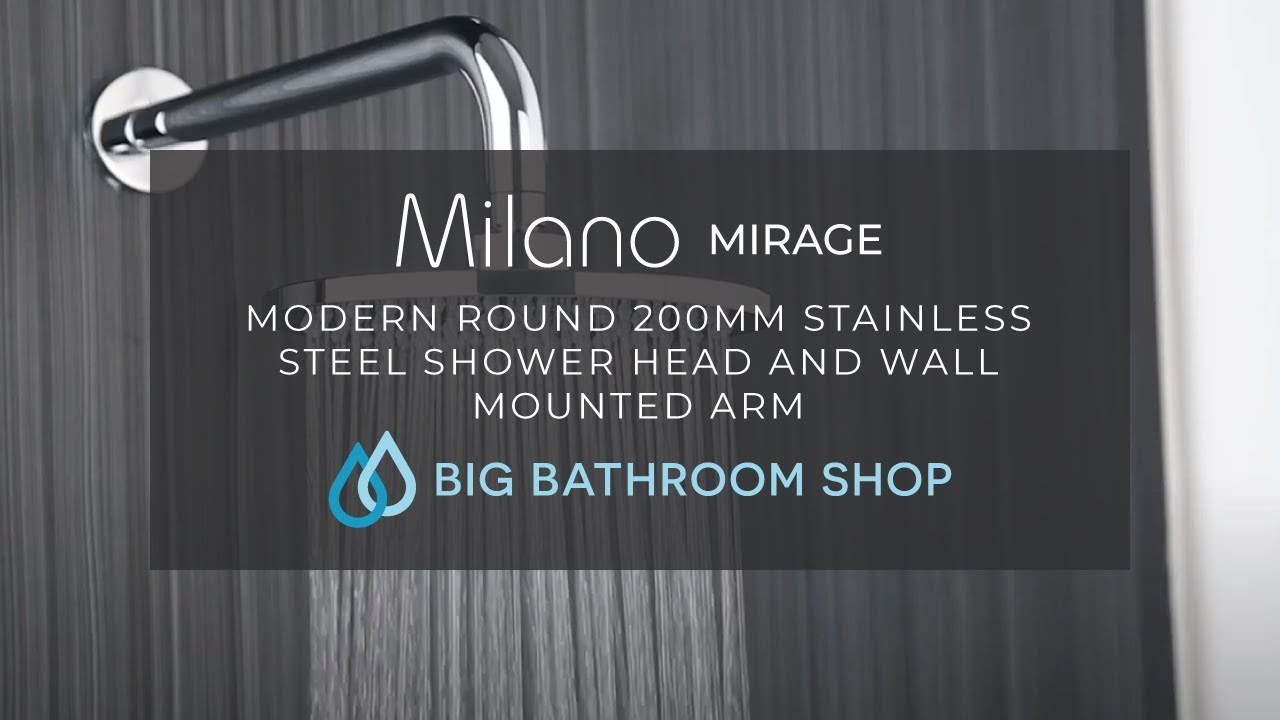 Milano Mirage - Round 200mm Shower Head & Wall Mounted Arm | Big Bathroom Shop