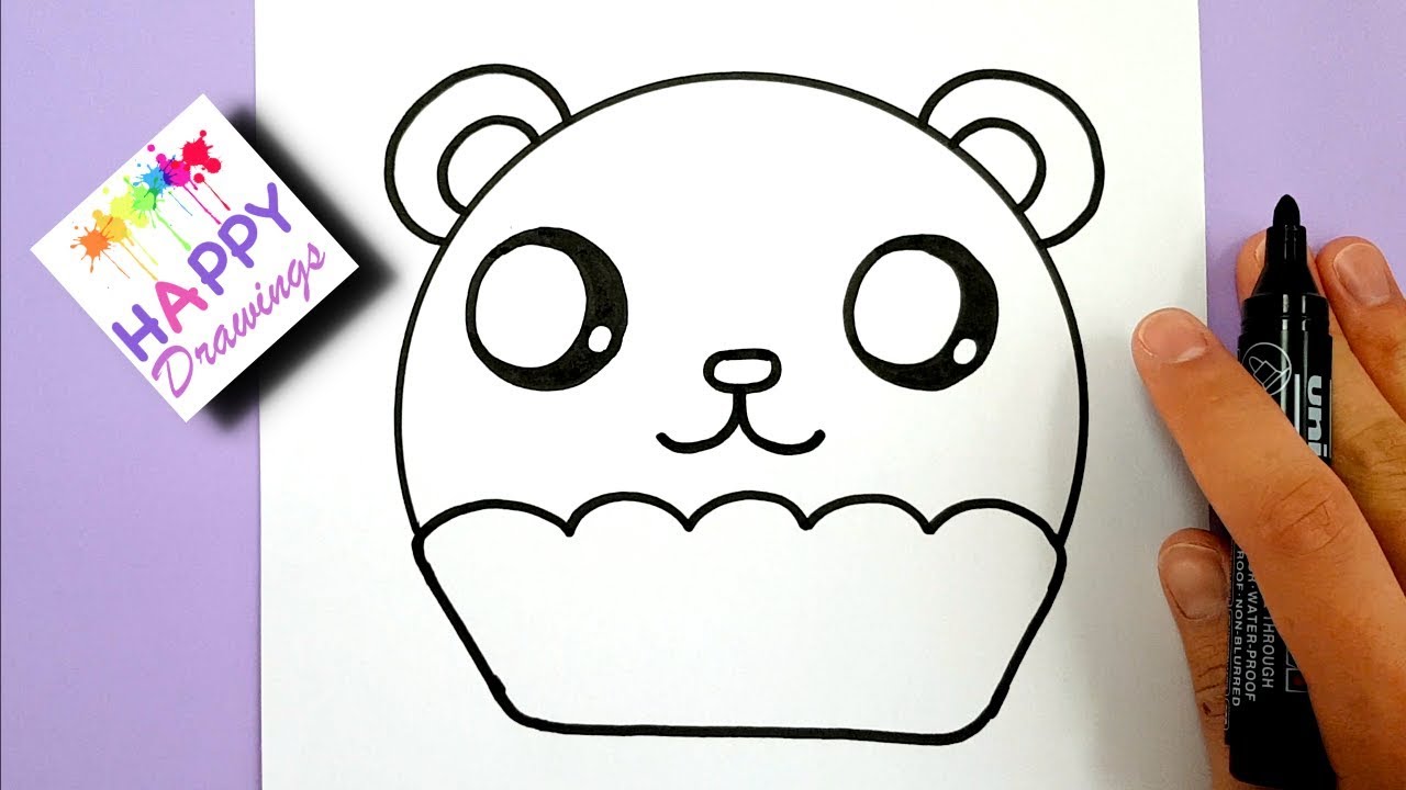 HOW TO DRAW A CUTE PANDA CUPCAKE EASY STEP BY STEP YouTube