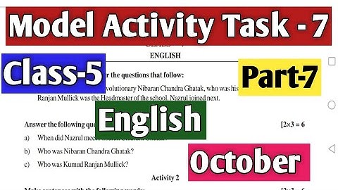 Class 5 English (ইংরেজি) Model Activity Task October part 7 @WBBSE