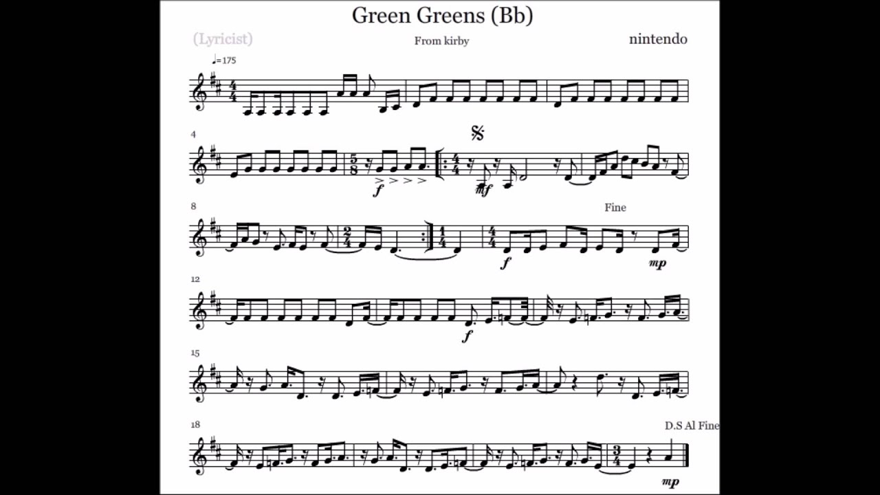 Green Greens (kirby) On Trumpet - YouTube