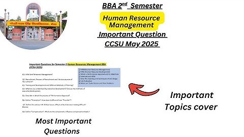 Important Questions Human Resource Management BBA 2nd Semester #ccsu #bba #education