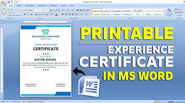 Printable Restaurant Experience Certificate in Ms Word Tutorial | Experience Certificate Design