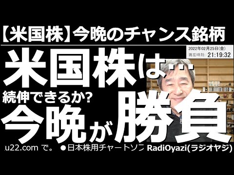 【米国株-今晩のチャンス銘柄】米国株は(続伸できるか?)今晩が勝負! 昨日の米国市場は安値から強く買い戻される「セリング・クライマックス」的な動きになった。ただ、今日続伸できないとチャートが弱くなる。