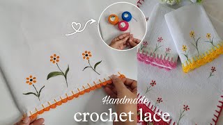 Trending Outfit Design 🥀 Crochet lace tutorial ✨️  Handmade lace with Crochet thread #embroidery