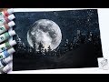 رسم القمر ليلاً - how to draw a moon
