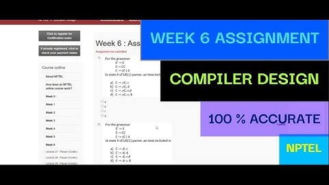 NPTEL Compiler Design Week 6 Assignment Solutions | week 6 compiler Design Solution | Solution week6