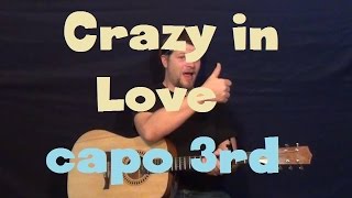 Crazy In Love (Beyoncé) Easy Guitar Lesson Capo 3rd How to Play Tutorial