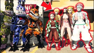 CORRUPTED ANIMATRONICS vs ALL DEMON SLAYER CHARACTERS! (GTA 5 FNAF Mods)