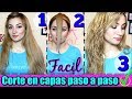 Como cortar el cabello en capas para darle mucho volumen!!! hazlo tu misma ♡