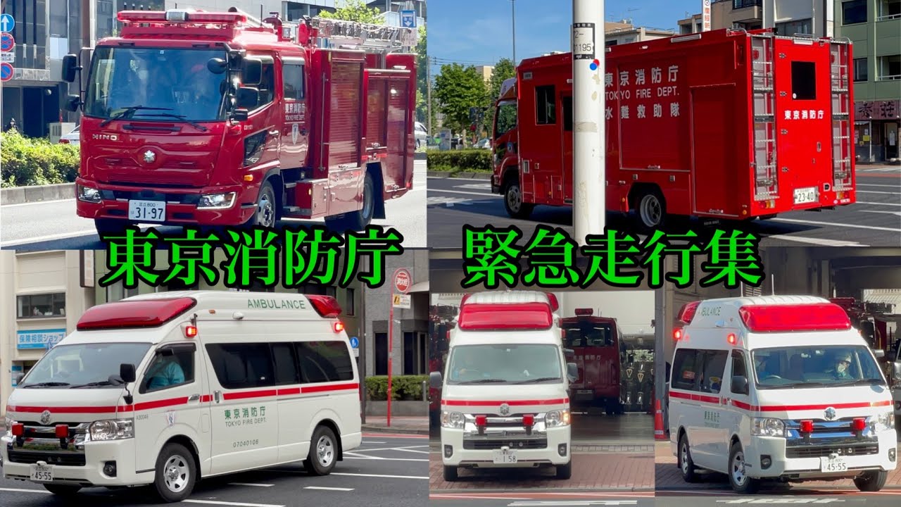 緊急走行集 総集編 救急車 消防車 水難救助車 世界の緊急車両24時