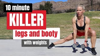 10 Minute KILLER Legs and Booty Workout | With Weights | Low Impact | Great Music