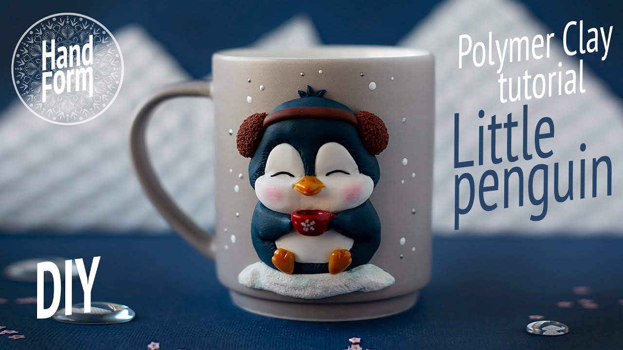 English Version / DIY Little Penguin mug decoration / Polymer Clay