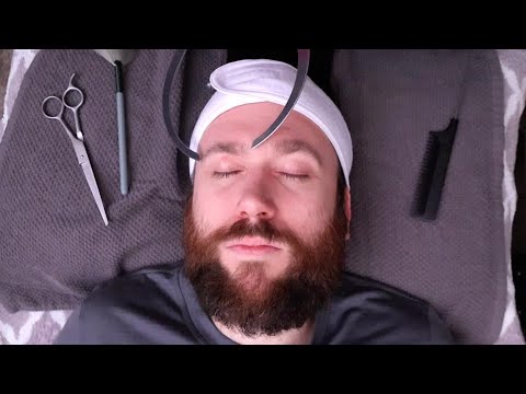 [ASMR] Insanely Stimulating Eyebrow & Beard Measuring, Trimming, Massage