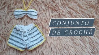 Conjunto de Crochê Listrado para Barbie