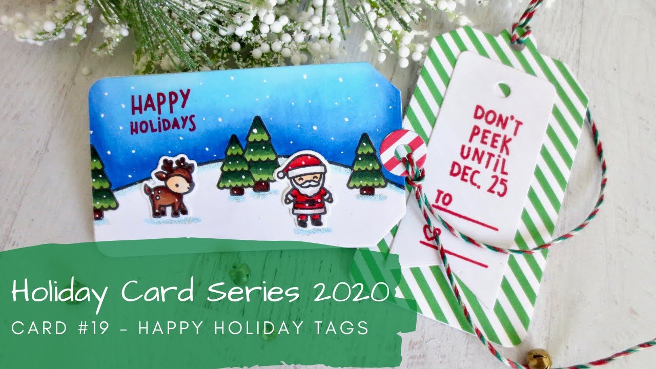 Holiday Card Series 2020 #19 | Copic Coloring Handmade Christmas Tags | Lawn Fawn
