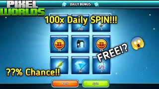 100x DAILY BONUS SPIN WITH 100 ACCOUNTS!! Got Main Prize?? | Pixel Worlds