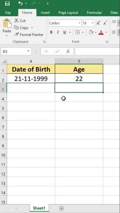 Calculate Age from date of birth in Excel