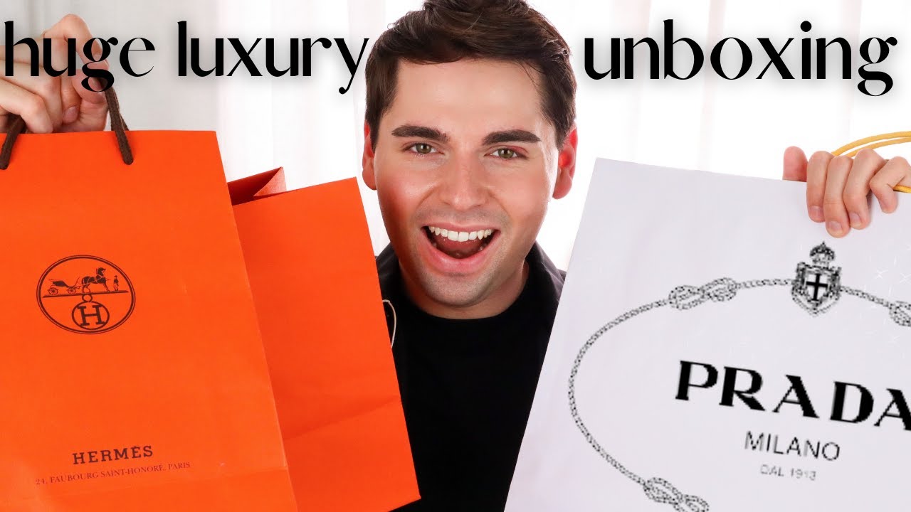 BIG HERMES UNBOXING & LUXURY HAUL | HERMES, PRADA, THOM BROWNE DESIGNER TRY-ON HAUL