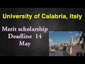 University of CALABRIA, Italy | Merit scholarship | Application Procedure
