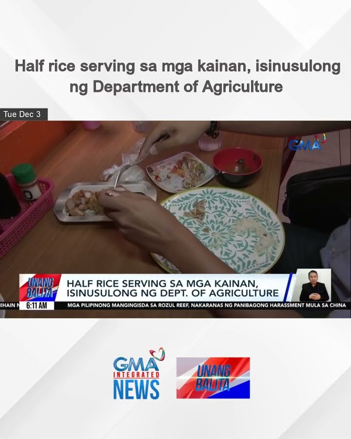Half rice serving sa mga kainan, isinusulong ng Department of Agriculture | Unang Balita