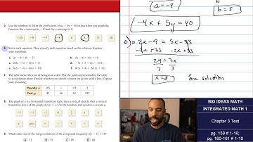 Big Ideas Math [IM1]: Chapter 3 Test & Cumulative Assessment (Problem Set)
