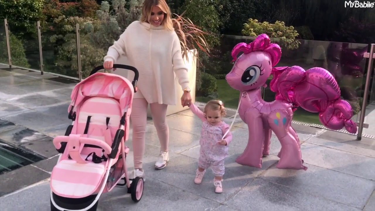 billie faiers mb30 pink stripes pushchair