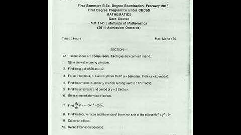 S1 BSc Mathematics|Methods Of Mathematics Previous Year Question Paper|Kerala University