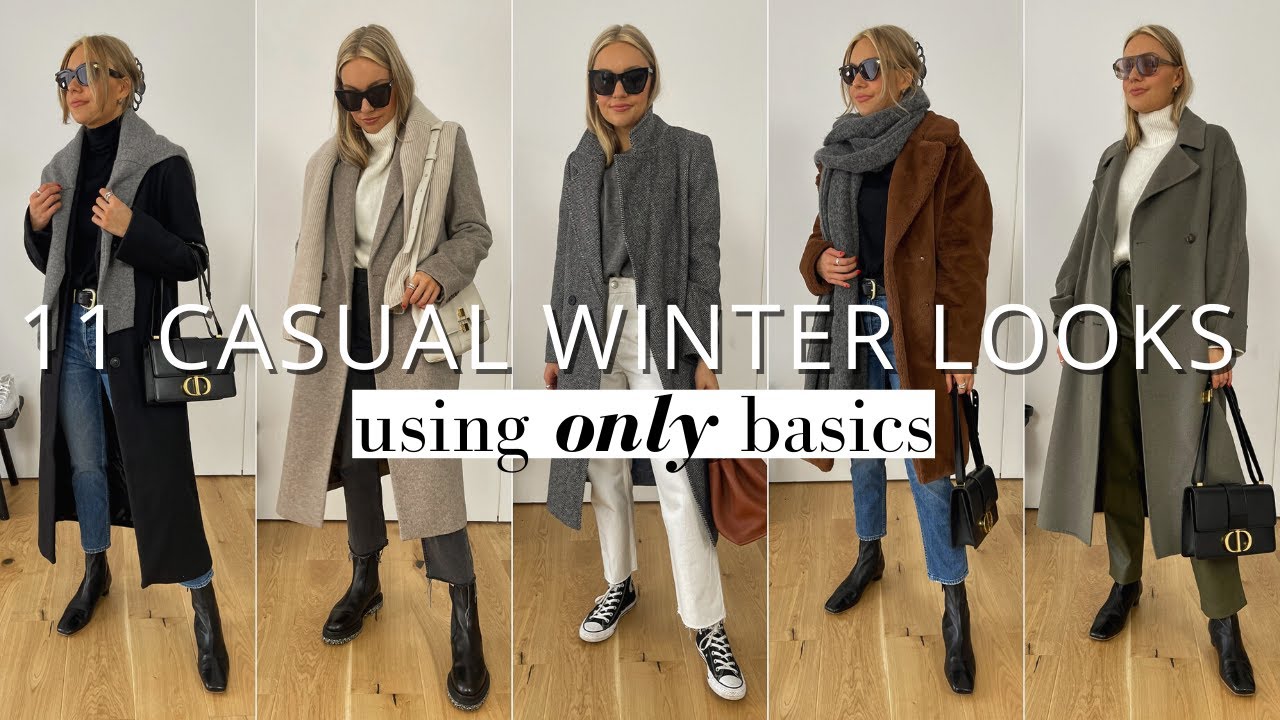 CASUAL WINTER OUTFIT IDEAS USING ONLY BASIC ITEMS 