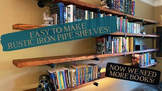 How to make rustic shelves using iron pipe!