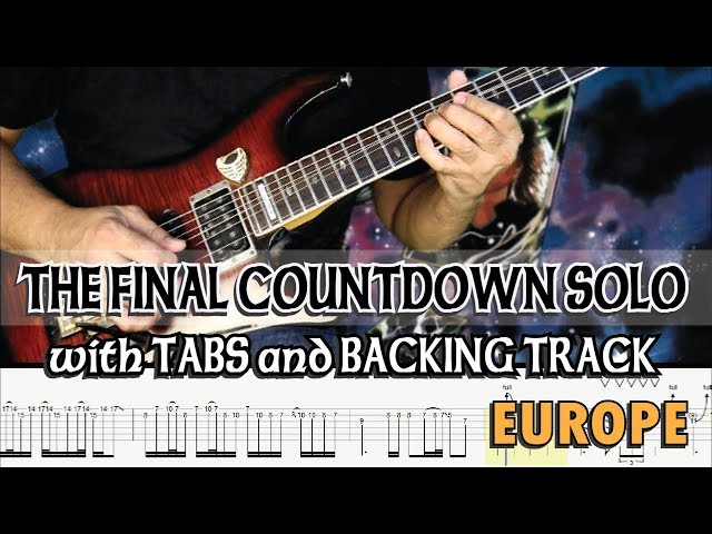 EUROPE | THE FINAL COUNTDOWN GUITAR SOLO with TABS and BACKING TRACK | ALVIN DE LEON (2019) class=