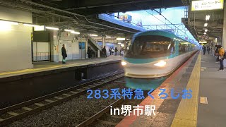 【堺市駅】特急くろしお283系通過