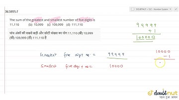 The sum of the greatest and smallest number of five digits is (a) 11,110 (b) 10,999 (c) 109,999 ...