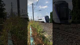 JR東日本のE353系特急あずさ5号南小谷行き塩尻駅から松本駅に向かっている汽笛１回